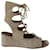 Chloé Chloe Foster Lace-Up Wedge Sandals in Nude Suede Flesh  ref.622925