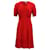 Vestido midi con cuello de pico en poliéster rojo de Iris & Ink Roja  ref.623316