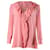 Blusa con cuello de pico y volantes de Gucci en seda rosa  ref.624876