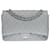 Majestic and Splendid Chanel Timeless Maxi Jumbo handbag with lined flap in gray quilted caviar leather, Garniture en métal argenté Grey  ref.625154