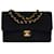 The coveted Chanel Timeless bag 23 cm with lined flap in black linen, garniture en métal doré  ref.625355