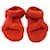 Sandales à bout ouvert et peau lainée Fendi Fourrure Rouge  ref.625850