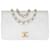 Timeless Wunderschöne Chanel Mini-Handtasche mit durchgehender Klappe aus weißem, gestepptem Lammleder, garniture en métal doré  ref.628555