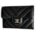 Timeless Chanel Chevron card wallet Black Leather  ref.629125