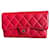 Chanel Zeitloses Classique Portemonnaie Rot Leder  ref.629132