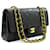 Chanel Classic gefütterte Klappe 10"Chain Shoulder Bag Black Lambskin Schwarz Leder  ref.629218