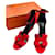 Sandale compensée Hermès Legend en rouge Hermès classique 38.5 Suede  ref.629457