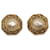 Chanel Pendientes de clip florales vintage de metal dorado y perlas de imitación  ref.629808
