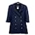 Chanel - Blazer in maglione foderato sul petto - Blu navy Cotone  ref.630149