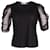 Sandro Paris Sheer Sleeved Blouse in Black Lyocell   ref.630165