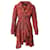 Maje Rosetto Leopard Wrap Dress in Red Viscose Cellulose fibre  ref.630167