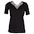 Sandro Paris V-neck Top with Lace Detail in Black Cotton  ref.630249