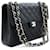 CHANEL Classic Large 11" Chain Shoulder Bag Schwarz Genarbtes Kalbsleder  ref.630522