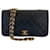 Timeless Chanel couro de cordeiro preto vintage com aba cheia 23 hardware de ouro atemporal  ref.630617