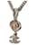 * Collar Chanel/colgante CHANEL motivo camelia/marca coco/CC strass plata Resina  ref.631512