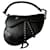 Saddle Dior Silla de montar de piel de cordero negra bordada con tachuelas. Negro Cuero  ref.631617