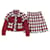 * Chanel 16AW fantasy tweed set up ladies red x multi 38 Coco mark plaid jacket skirt CHANEL Multiple colors Silk Cotton Polyester Wool Nylon Rayon Acetate  ref.631882