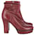 Prada Platform Ankle Boots in Burgundy Leather Dark red  ref.632302