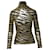 Paco Rabanne Metallic Turtleneck Top with upperr Print in Gold Viscose Golden Cellulose fibre  ref.632341