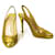 Christian Louboutin Specchio Mirror Gold 3 Leather Slingback Studded Heels 36 Golden  ref.632424