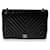 Chanel Black Charol Chevron Quilted Maxi Classic Single Flap Bag Negro Cuero  ref.632472