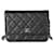 Wallet On Chain Minicartera negra acolchada de caviar con cadena de Chanel Negro Cuero  ref.632506
