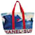 CHANEL Surf line Tote Bag Toile Bleu Rouge CC Auth yk4388A  ref.635615