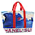 CHANEL Surf line Tote Bag Canvas Blu Rosso CC Auth yk3999alla Tela  ref.635895