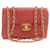 CHANEL Mademoiselle Big Coco Double Chain Shoulder Bag Lamb Skin Red Auth 29129A Leather  ref.635979