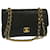 CHANEL Classic Matelasse 23 Bolsa de ombro com aba de corrente pele de cordeiro preta auth lt398NO Preto Dourado Couro  ref.636112