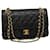 Chanel Matelassé25 Bolso de hombro con solapa forrado de cadena Piel de cordero Negro CC Auth lt425EN Dorado Cuero  ref.636120