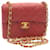 CHANEL Matelasse Chain Flap Shoulder Bag Lamb Skin Turn Lock Red CC Auth 28661a Golden Leather  ref.636501
