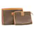 Céline CELINE Macadam Canvas Clutch Bag PVC Leather 2Set Brown Auth fm1250  ref.636697
