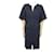 CHANEL P DRESS55991 NAVY BLUE COTTON TWEED L 42 SHORT SLEEVE DRESS  ref.636887