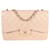 Bolsa Chanel Bege acolchoada pele de cordeiro Jumbo Classic com aba simples Carne Couro  ref.637001