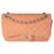 Bolsa Chanel Peach acolchoada de couro envernizado Jumbo Classic forrado com aba Laranja  ref.637010