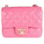 Mini sac à rabat carré classique en cuir d'agneau matelassé rose Chanel  ref.637099
