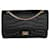 Reedición de satén con puntadas de cocodrilo negro de Chanel 2.55 227 bolsa de solapa forrada  ref.637100
