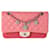 Borsa Chanel con patta singola per San Valentino in pelle di agnello trapuntata rosa e rossa Rosso  ref.637149