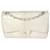 Borsa con patta foderata classica in pitone iridescente di Chanel Bianco  ref.637217