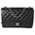 Bolsa Chanel Black acolchoada pele de cordeiro Jumbo Classic com aba simples Preto Couro  ref.637284