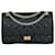 Chanel Tasche 2.55 Neuausgabe 226 Umhängetasche aus gestepptem schwarzem Kalbsleder mit Klappe C17   ref.639206