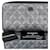 Chanel Wallet Perforated Silver Metallic Lambskin Quilted Zip Around Clutch B395  Leather  ref.639416