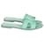 Hermès Hermes Oran Slip-On Flat Sandals in Mint Green Leather  ref.641115