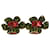 Aretes de clip con flor de Oscar de la Renta en cristal rojo/verde Roja  ref.641209