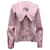 Ganni Striped Ruffled Shirt in Pink Cotton  ref.641393