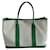 Hermès Hermes Garden Party Green Leather Toile Canvas Tote Shopper Bag   ref.641421