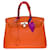 Hermès Impressionante bolsa Hermes Birkin 35 em couro Taurillon Clémence Orange , guarnição de metal prata paládio Laranja  ref.646922