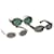 Gucci sunglasses 3Set Green Silver Auth ac930 Silvery Plastic  ref.648408