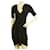Karen Millen Vestido de punto de lana de manga corta con volantes en la parte delantera negra Sz 1 Negro  ref.649096